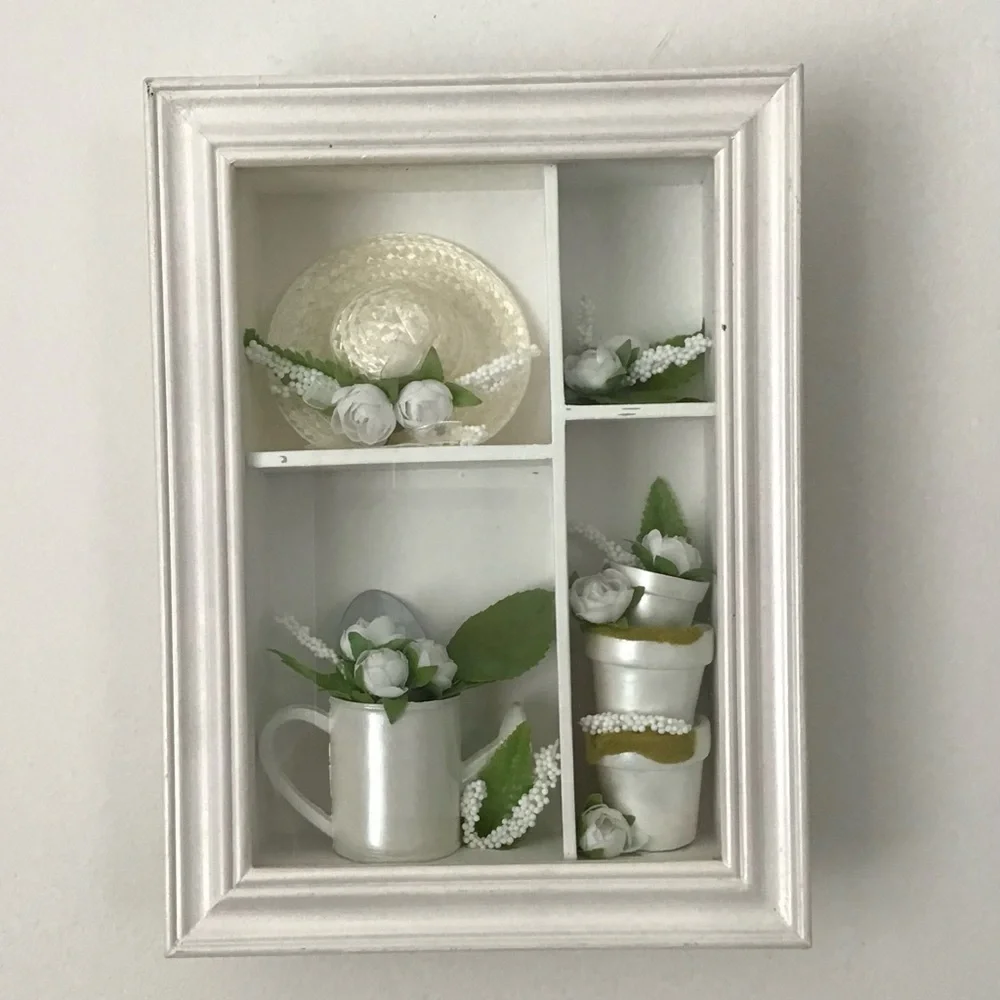 White Floral Shadow Box Wall Decor
